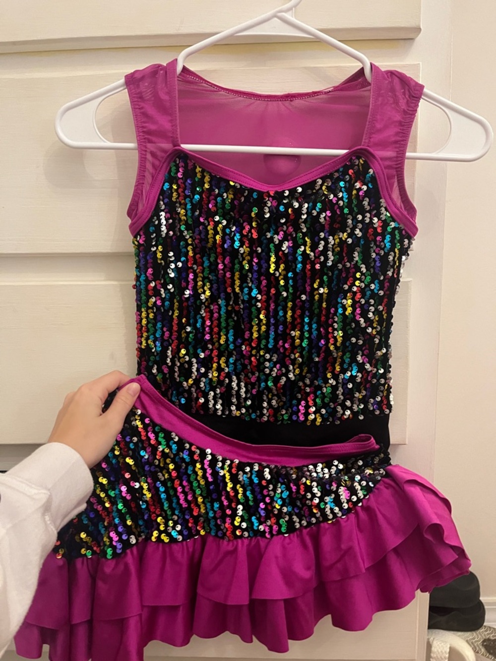 Weissman Fuchsia Sequin Ruffle Dance Dress